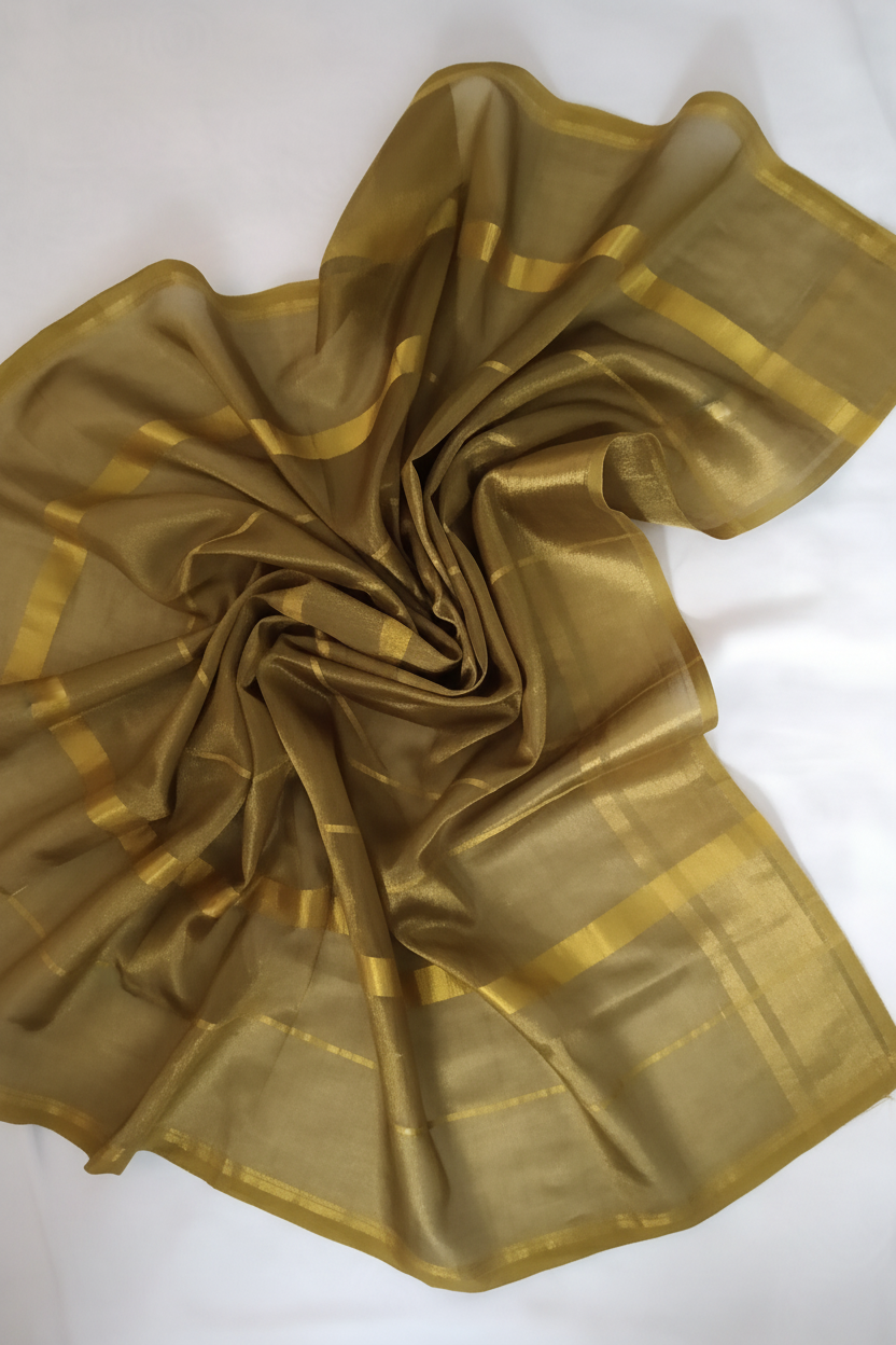 Brunelle Onam Collection  120 Count Premium Mul Cotton Saree - Golden Elegance