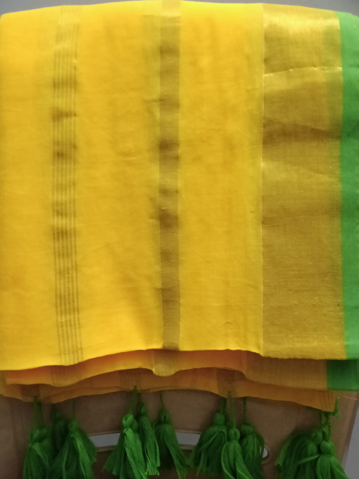 Brunelle Premium Mul Cotton Saree with Gold Zari Checks Border | Handloom Inspired |yellow | )