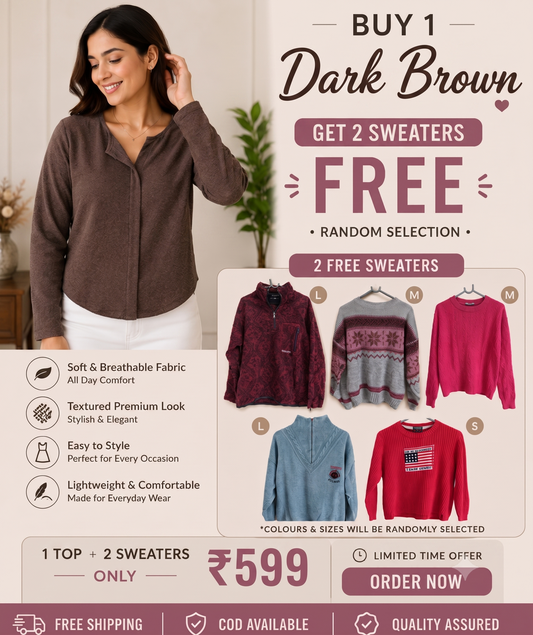 Women's Casual Shirt Combo Offer – 1 Premium Shirt + 2 Surprise Winter Sweaters Free