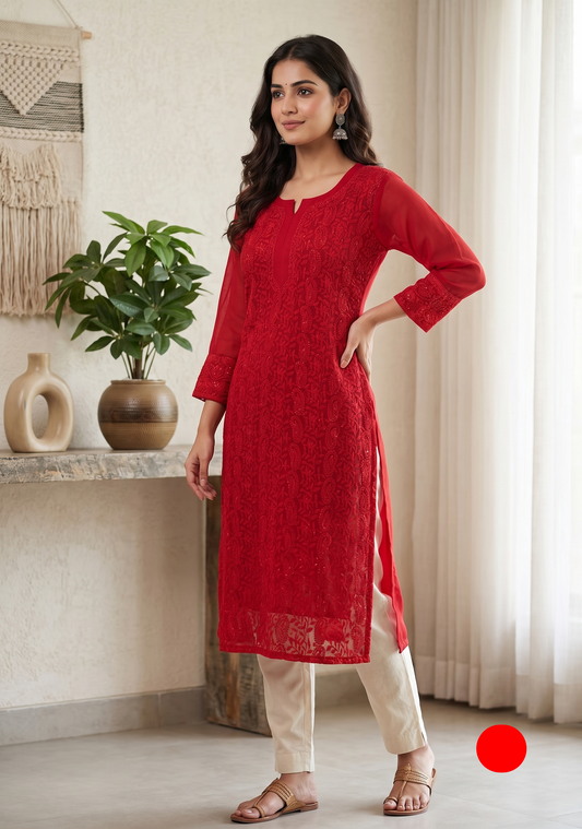 Brunelle Elegant Lukhnavi Chikankari Georgette Kurti