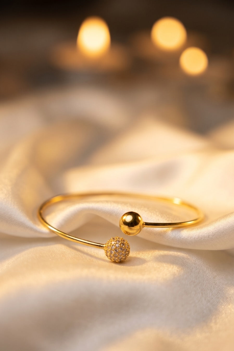 Brunelle Premium 18K Gold Plated Designer Open Bangle