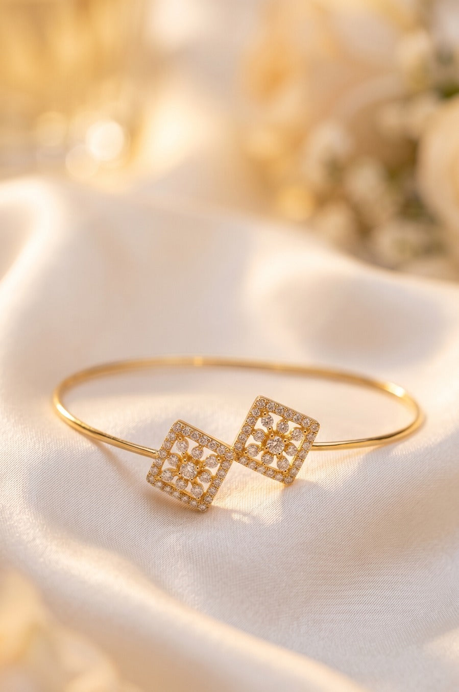 Brunelle Premium 18K Gold Plated Designer Open Bangle
