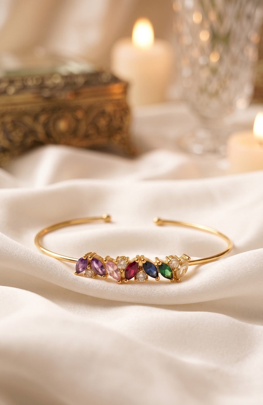 Brunelle Premium 18K Gold Plated Designer Open Bangle