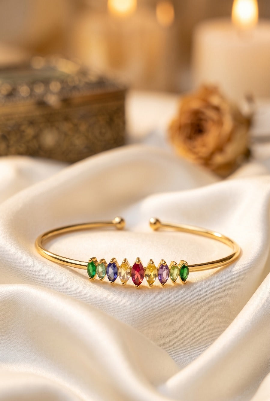 Brunelle Premium 18K Gold Plated Designer Open Bangle