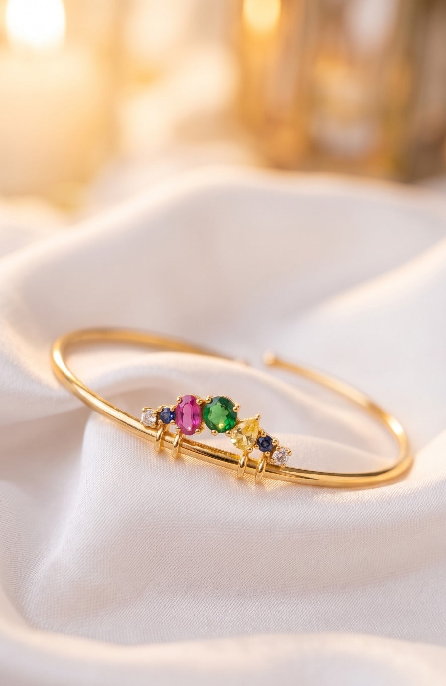 Brunelle Premium 18K Gold Plated Designer Open Bangle