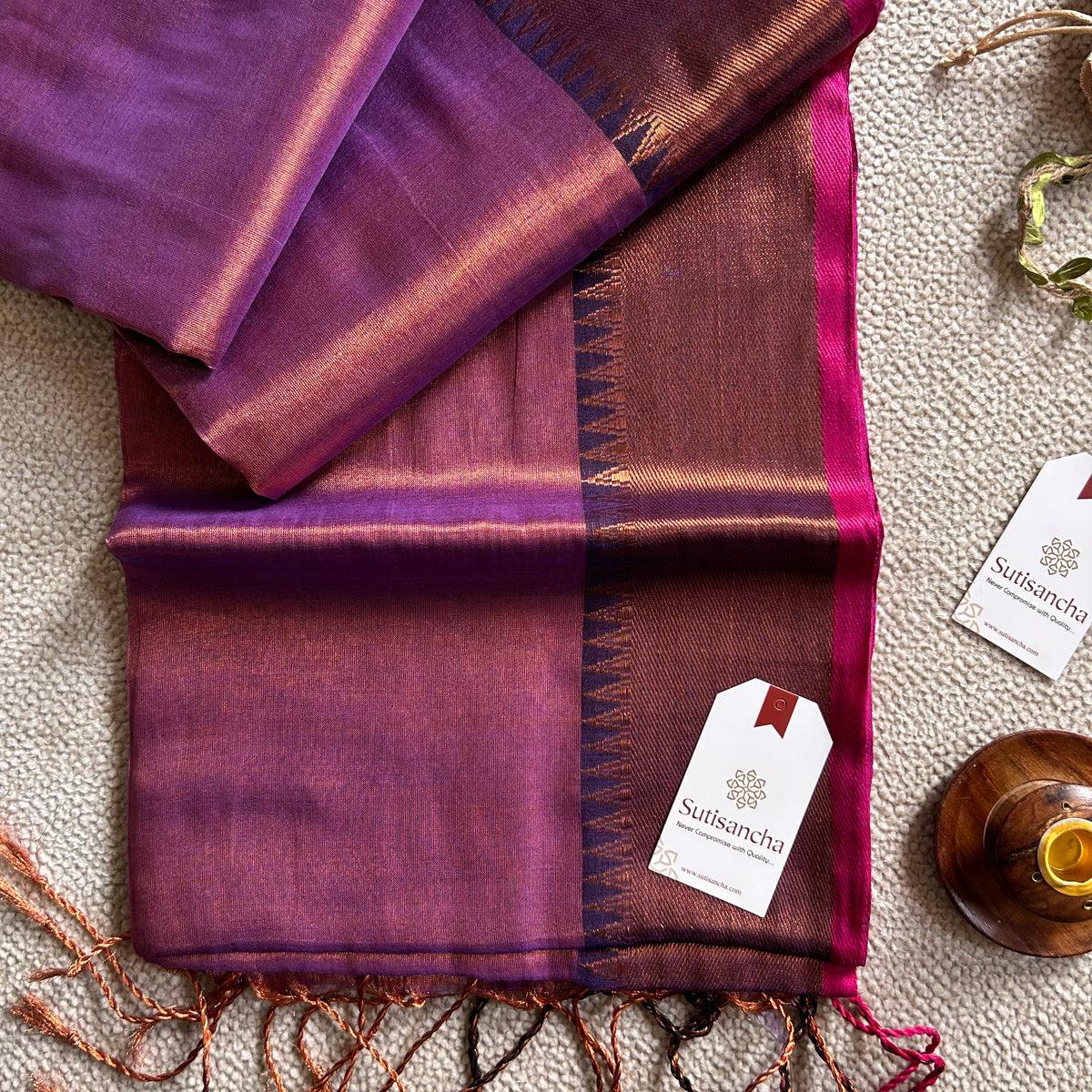 🌸 Brunelle Pure Cotton Tissue Saree – 100 Count Cotton with Attractive Border & Running Blouse