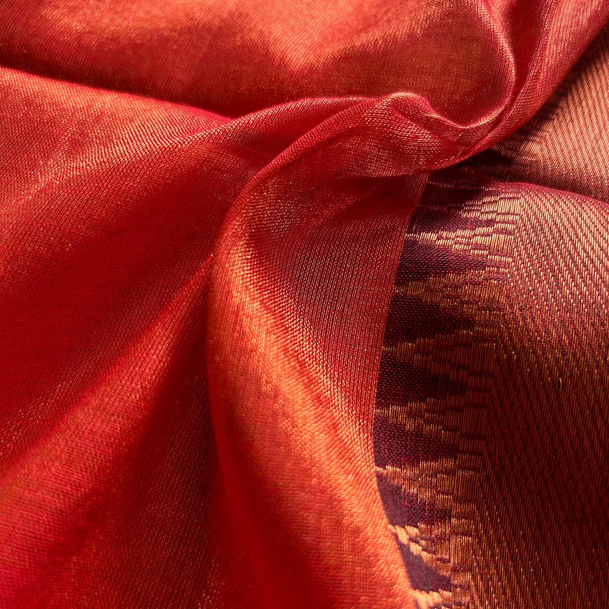 🌸 Brunelle Pure Cotton Tissue Saree – 100 Count Cotton with Attractive Border & Running Blouse