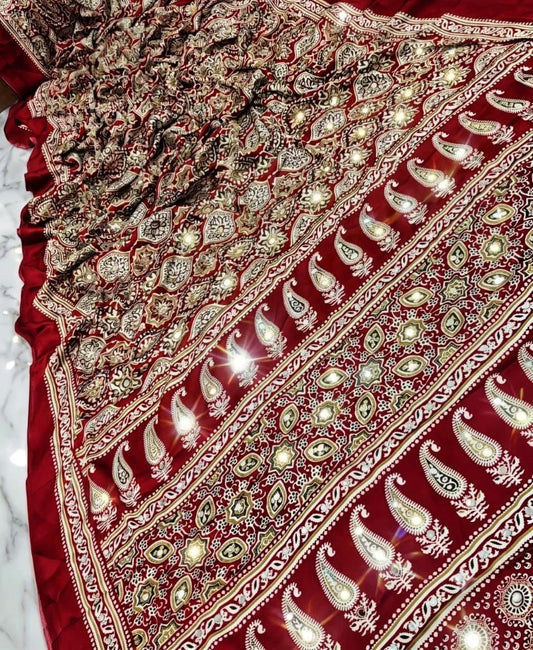 Exclusive Mirror Modal Soft Silk Saree – All-Over Mirror Work with Rich Pallu