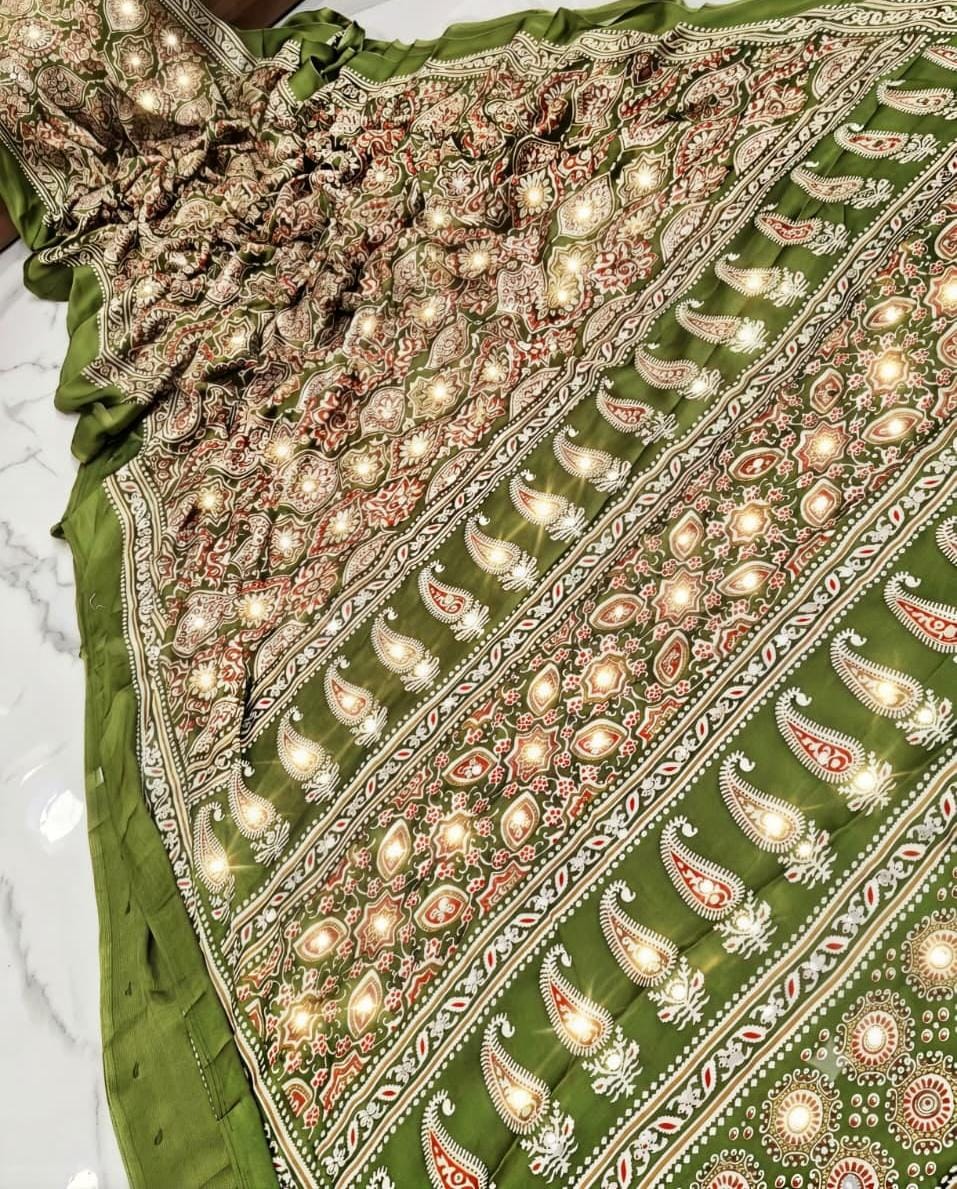 Exclusive Mirror Modal Soft Silk Saree – All-Over Mirror Work with Rich Pallu