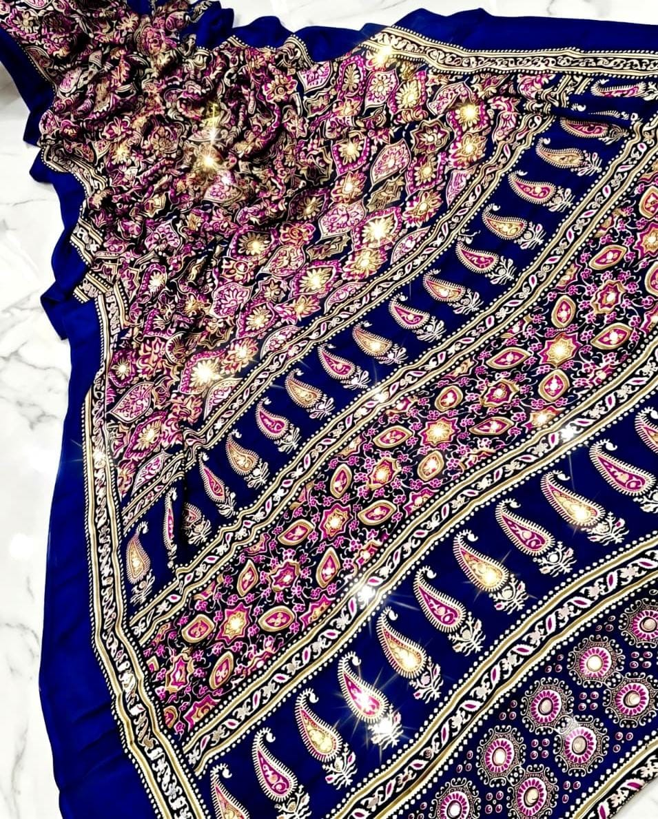 Exclusive Mirror Modal Soft Silk Saree – All-Over Mirror Work with Rich Pallu