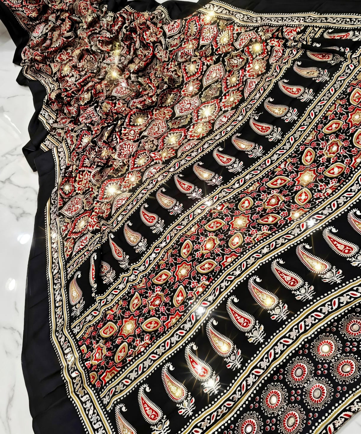 Exclusive Mirror Modal Soft Silk Saree – All-Over Mirror Work with Rich Pallu