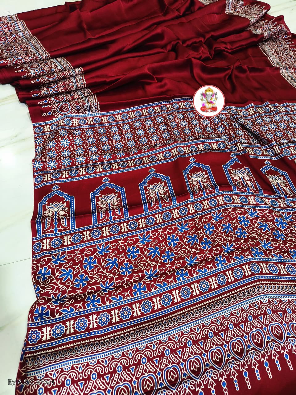 Badni Prime Super Soft Modal Silk Saree – Exclusive Azrakh Print