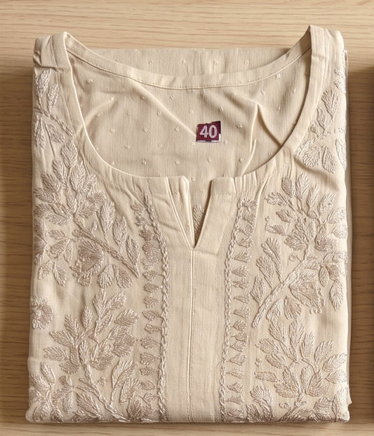 Premium Cotton Chikkankari Embroidered Kurthi