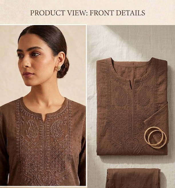 Premium Cotton Chikkankari Embroidered Kurthi