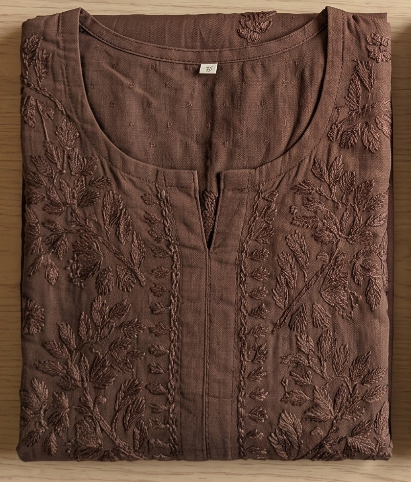 Premium Cotton Chikkankari Embroidered Kurthi