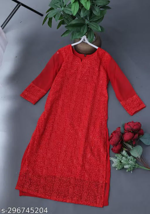 Brunelle Elegant Lukhnavi Chikankari Georgette Kurti