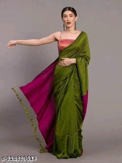 Brunelle Premium Mul Cotton Two-Tone Tassel Saree | Soft & Lightweight | Elegant Daily Wear