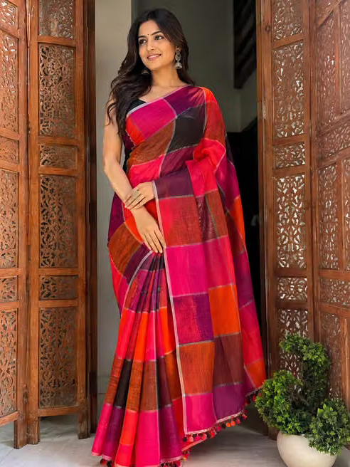 Brunelle Premium 120 Count Mul Cotton Saree  multicolour