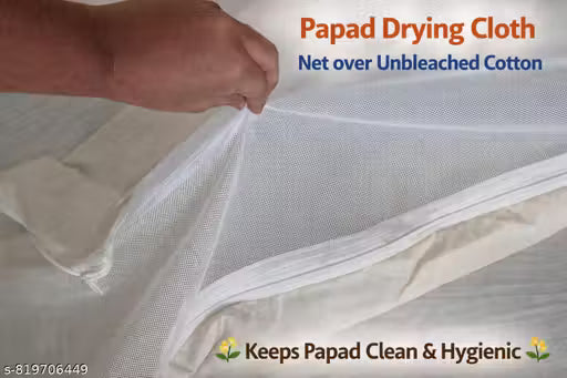 Premium Cotton Papad Drying Cloth with Protective Net Cover – Reusable Food Drying Sheet