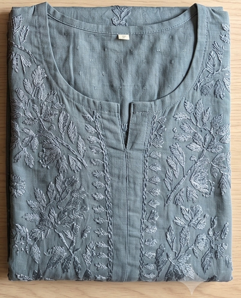 Premium Cotton Chikkankari Embroidered Kurthi